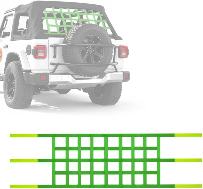 BARTOO Mesh Cargo Net Roof Top Netting Hammock Compatible with Jeep Wrangler YJ TJ JK JKU JL JLU 1987-2024 & Gladiator JT Accessories, Fluorescent Green - Image 1